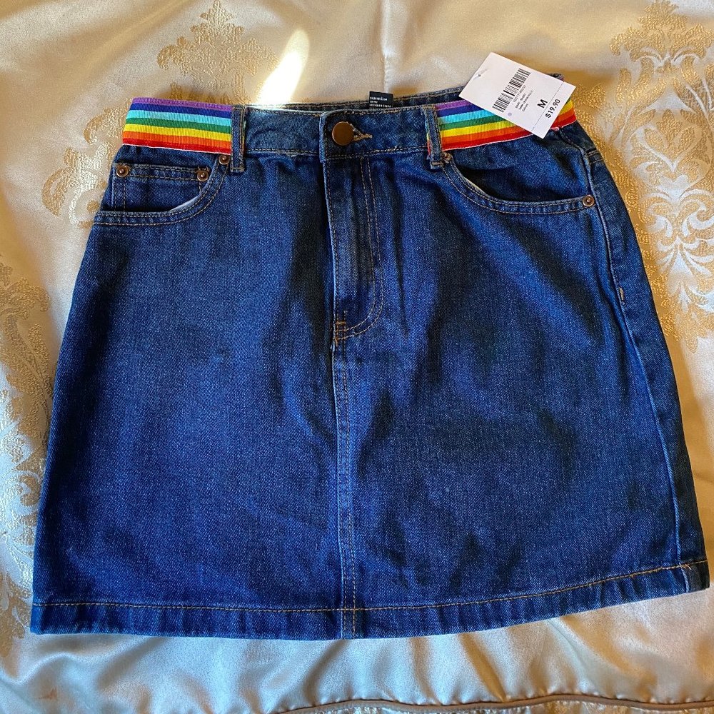 Dark blue denim mini skirt